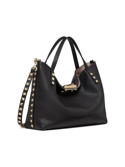 Valentino Garavani Small Rockstud Grainy Calfskin Bag With Contrasting Lining