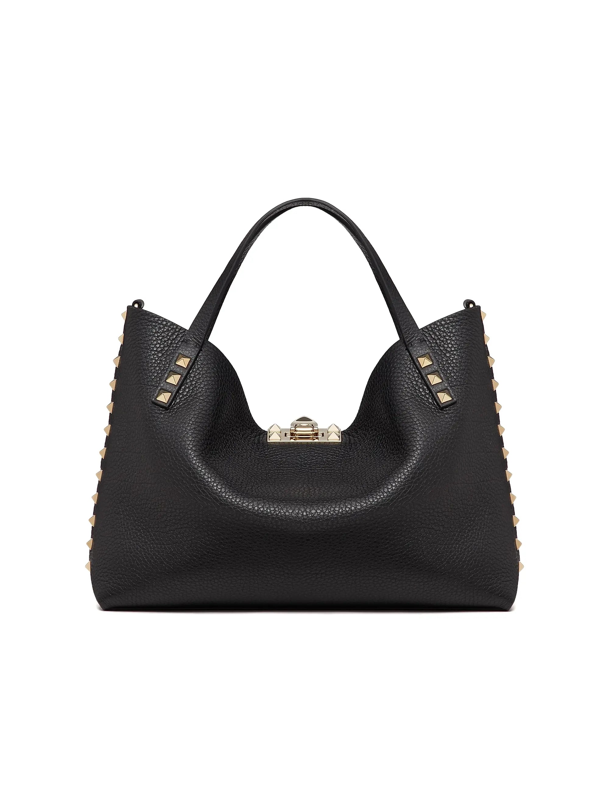 Valentino Garavani Small Rockstud Grainy Calfskin Bag With Contrasting Lining
