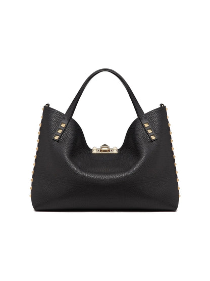 Valentino Garavani Small Rockstud Grainy Calfskin Bag With Contrasting Lining
