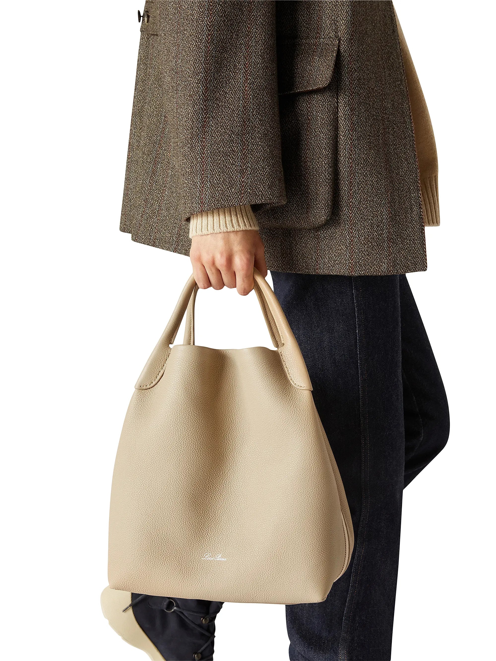 Loro Piana Bale Leather Top Handle Bag