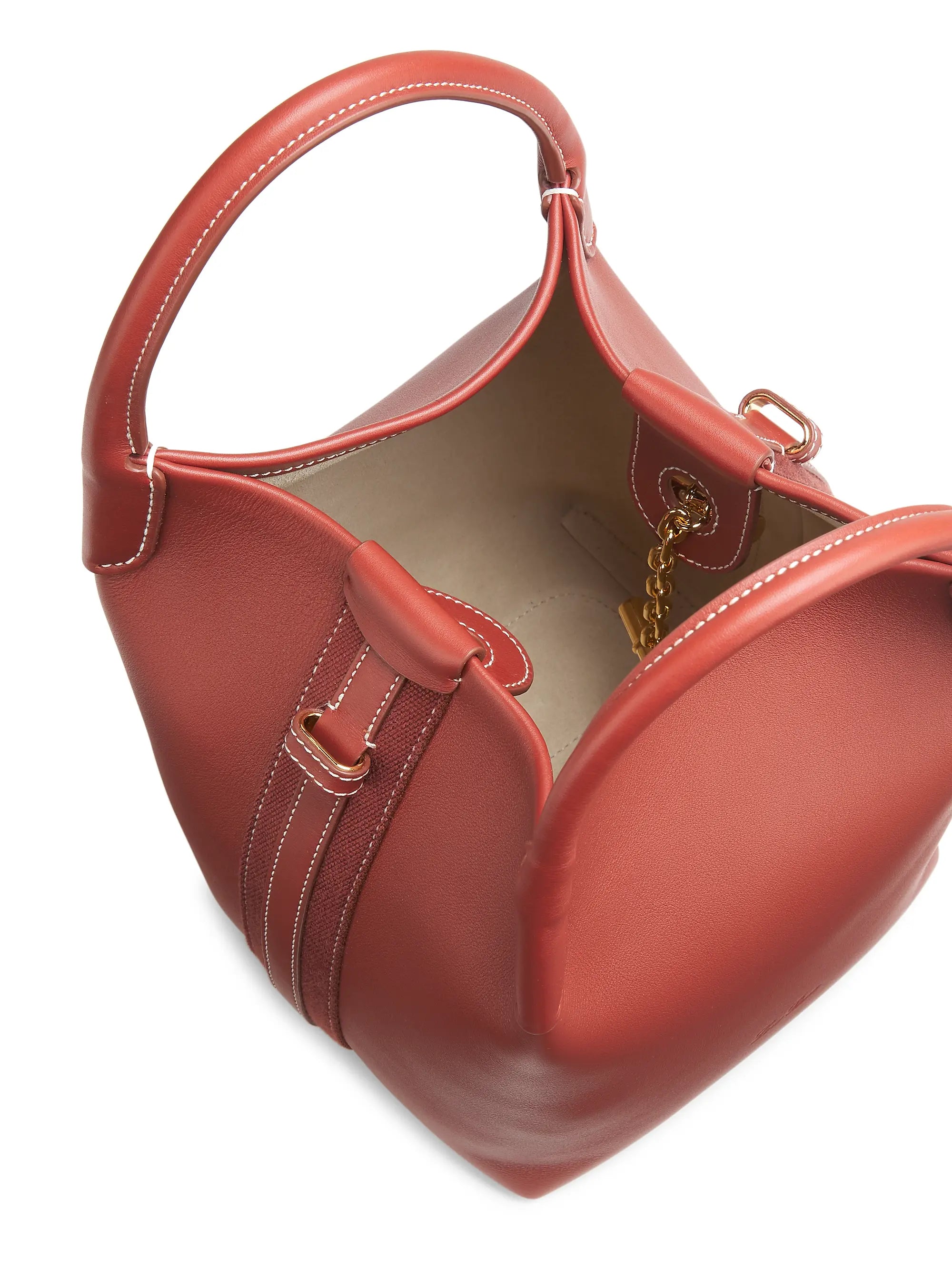 Loro Piana Small Bale Rounded Leather Top Handle Bag