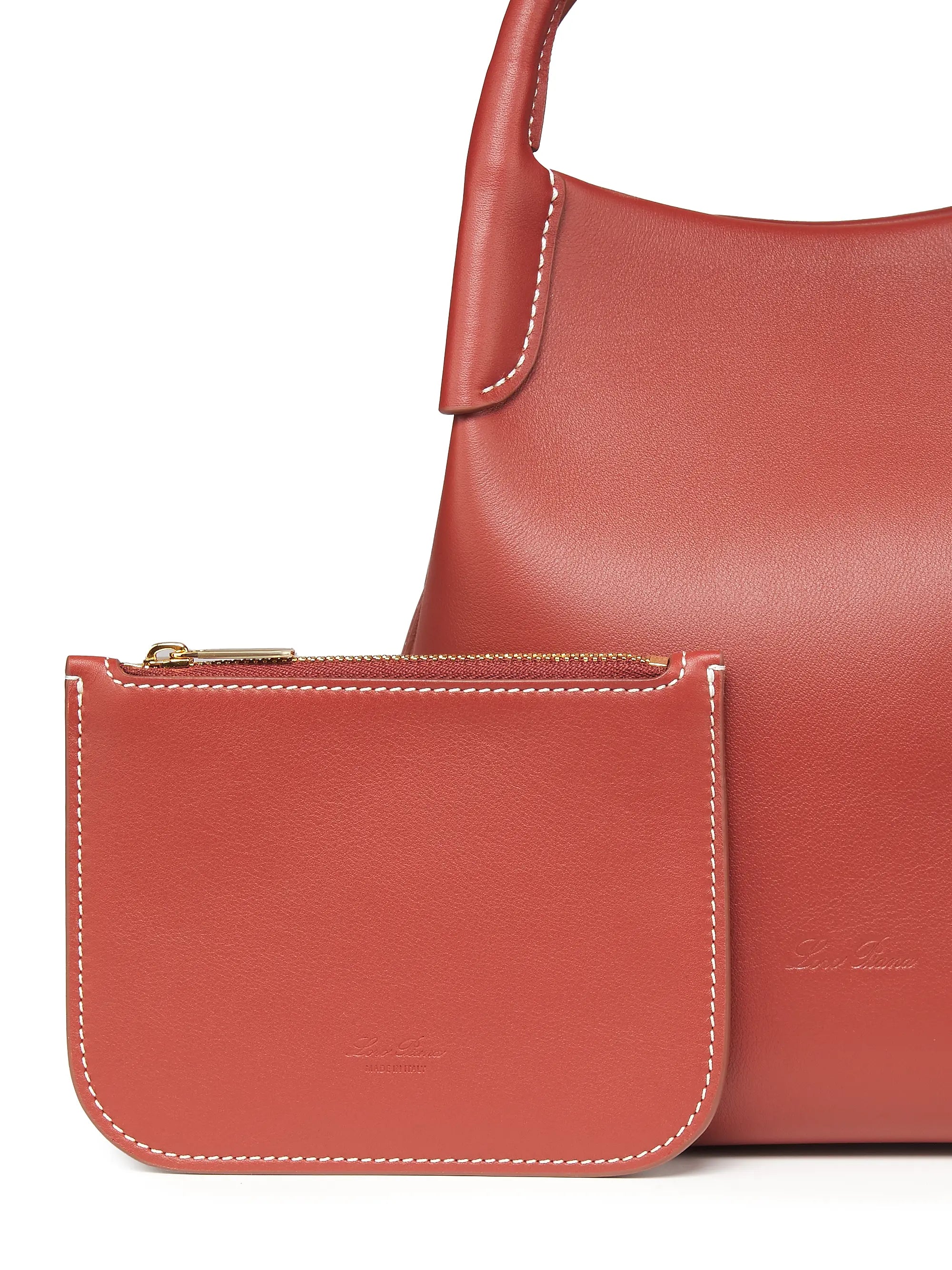 Loro Piana Small Bale Rounded Leather Top Handle Bag