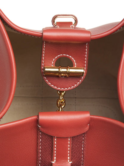 Loro Piana Small Bale Rounded Leather Top Handle Bag