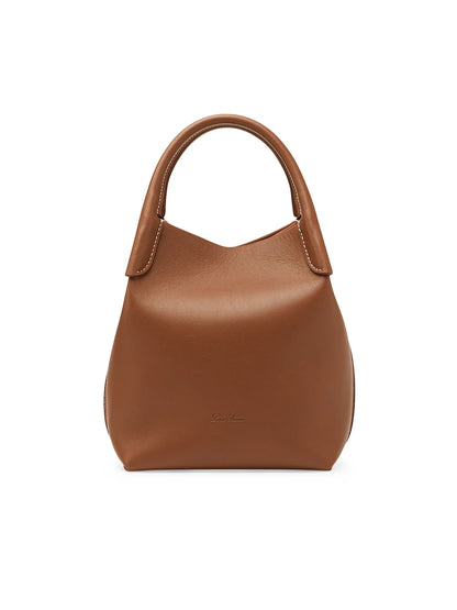 Loro Piana Small Bale Rounded Leather Top Handle Bag