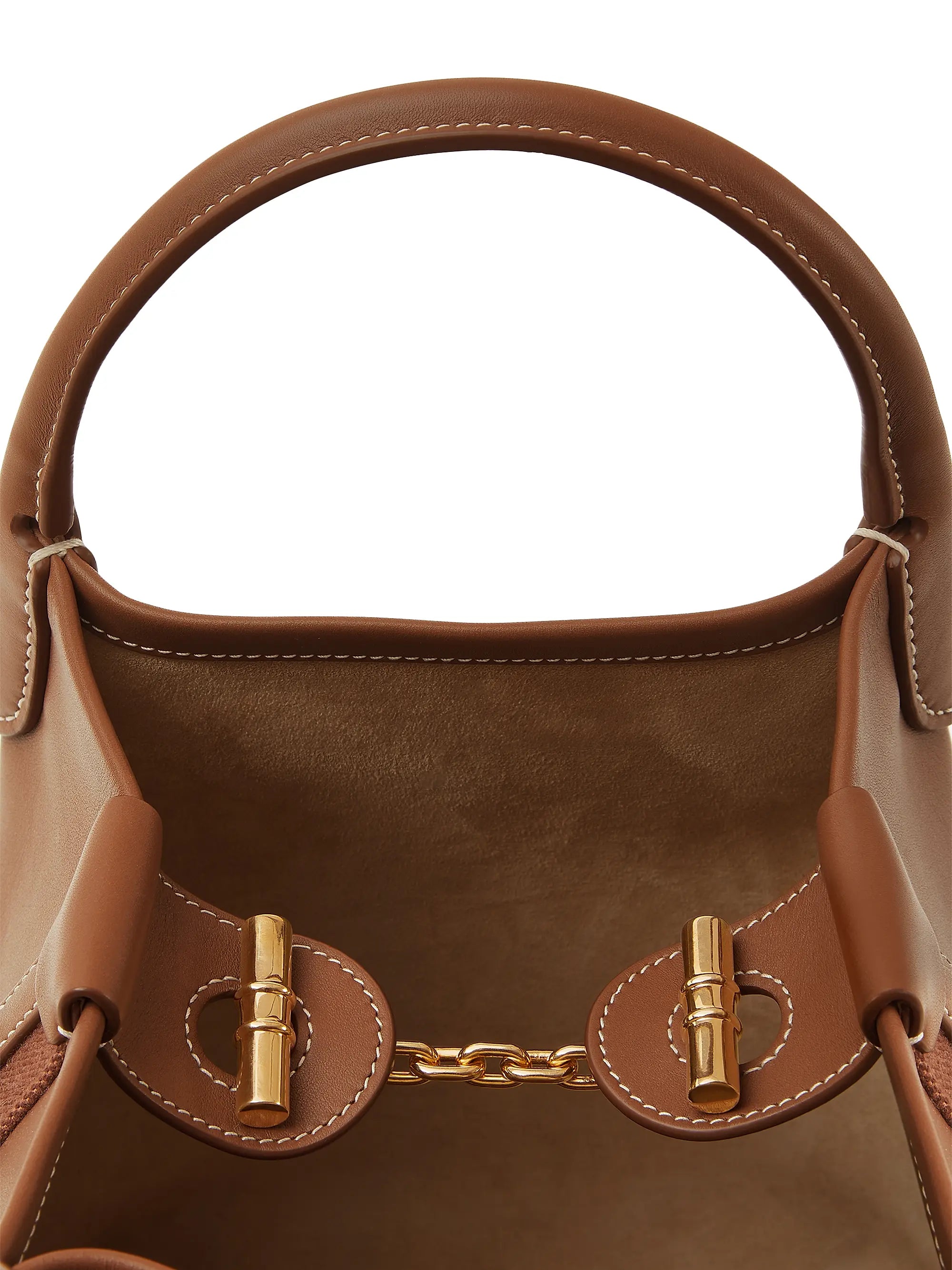Loro Piana Small Bale Rounded Leather Top Handle Bag