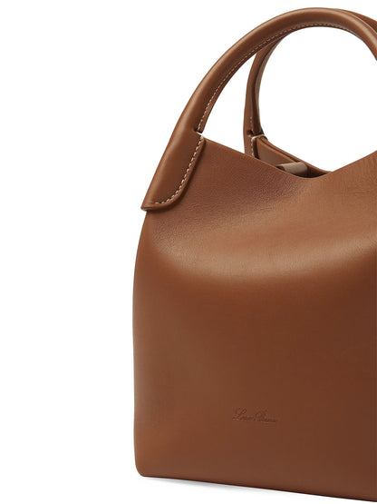 Loro Piana Small Bale Rounded Leather Top Handle Bag