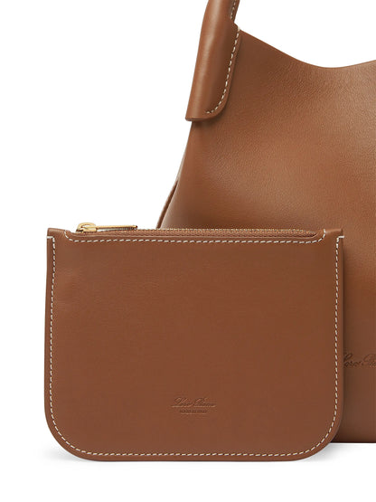 Loro Piana Small Bale Rounded Leather Top Handle Bag