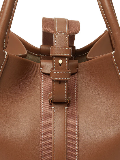 Loro Piana Small Bale Rounded Leather Top Handle Bag