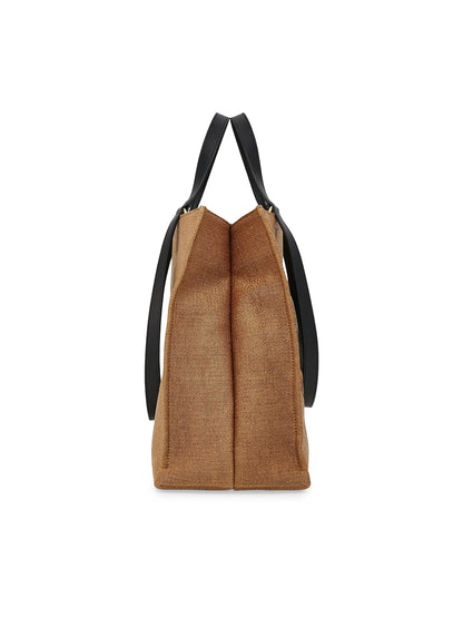 FERRAGAMO Large F. Signature Raffia & Leather Tote Bag
