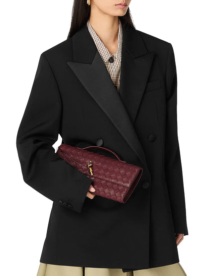 Bottega Veneta Andiamo Intrecciato Leather Top-Handle Clutch
