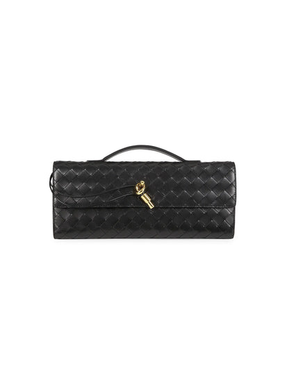 Bottega Veneta Andiamo Intrecciato Leather Top-Handle Clutch