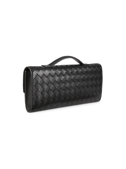 Bottega Veneta Andiamo Intrecciato Leather Top-Handle Clutch