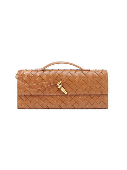 Bottega Veneta Andiamo Intrecciato Leather Top-Handle Clutch