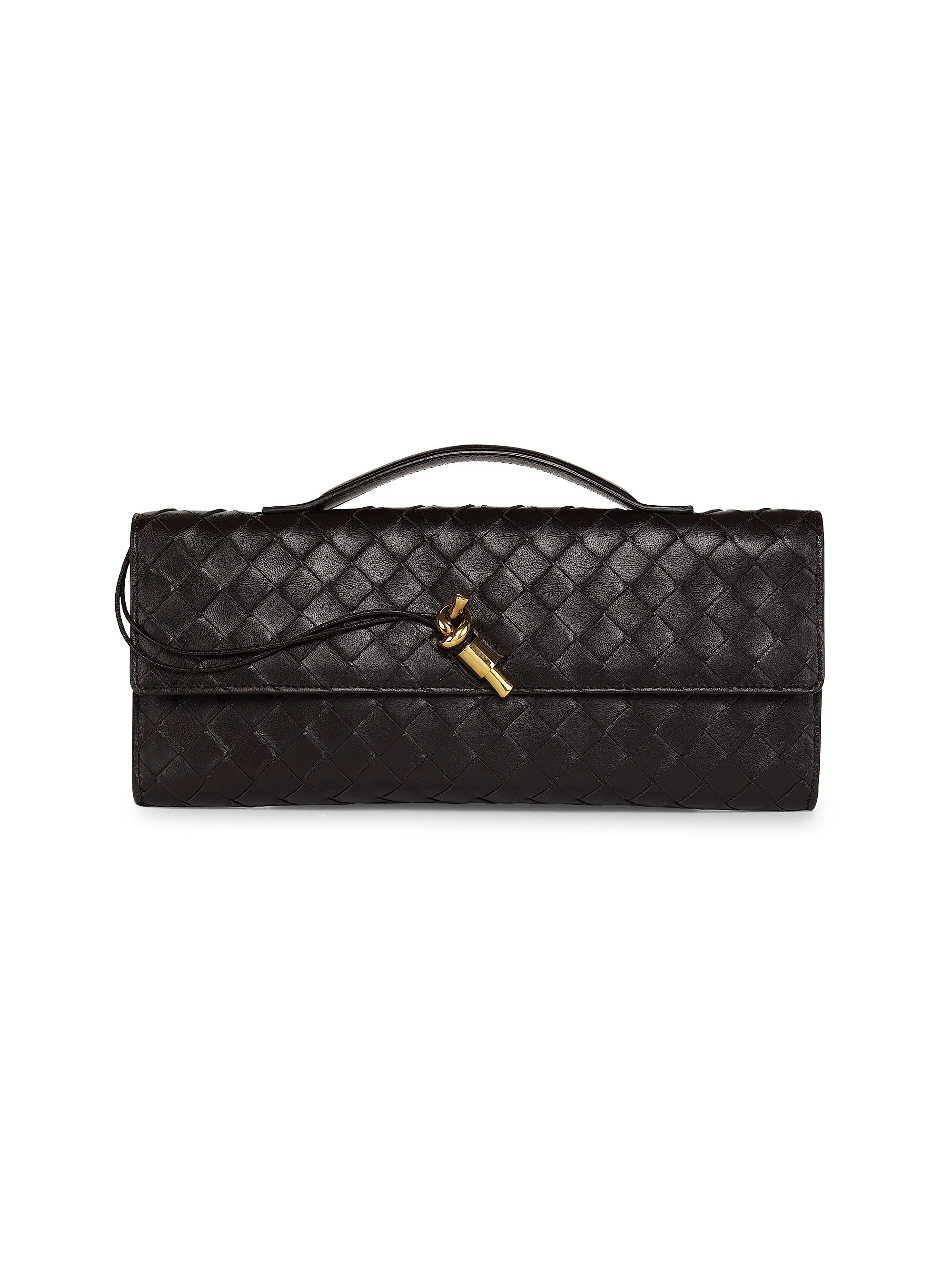 Bottega Veneta Andiamo Intrecciato Leather Top-Handle Clutch