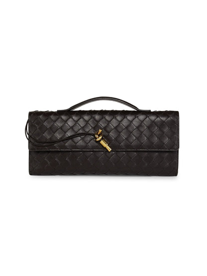 Bottega Veneta Andiamo Intrecciato Leather Top-Handle Clutch