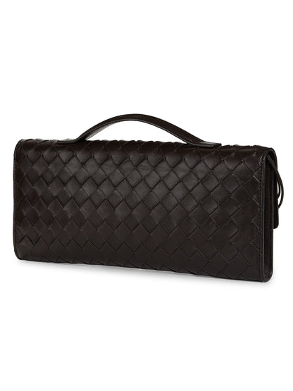 Bottega Veneta Andiamo Intrecciato Leather Top-Handle Clutch