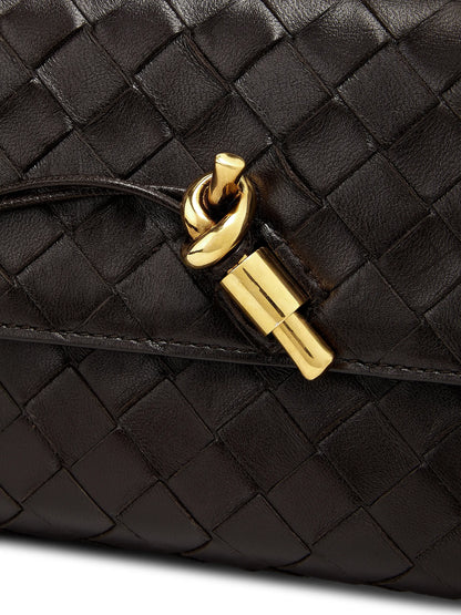 Bottega Veneta Andiamo Intrecciato Leather Top-Handle Clutch