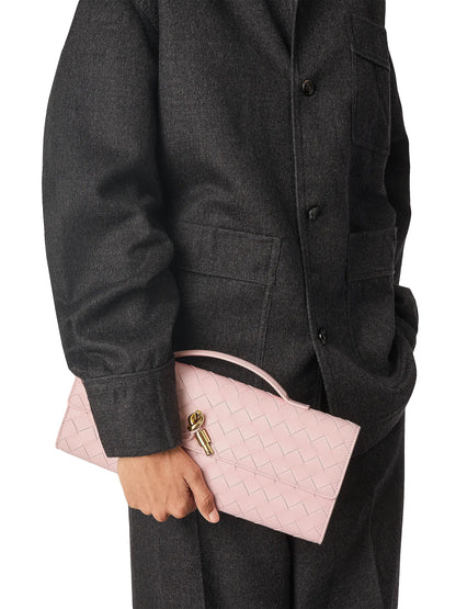 Bottega Veneta Andiamo Intrecciato Leather Top-Handle Clutch