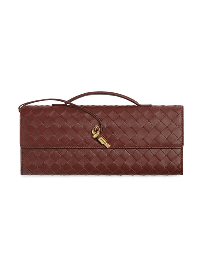 Bottega Veneta Andiamo Intrecciato Leather Top-Handle Clutch