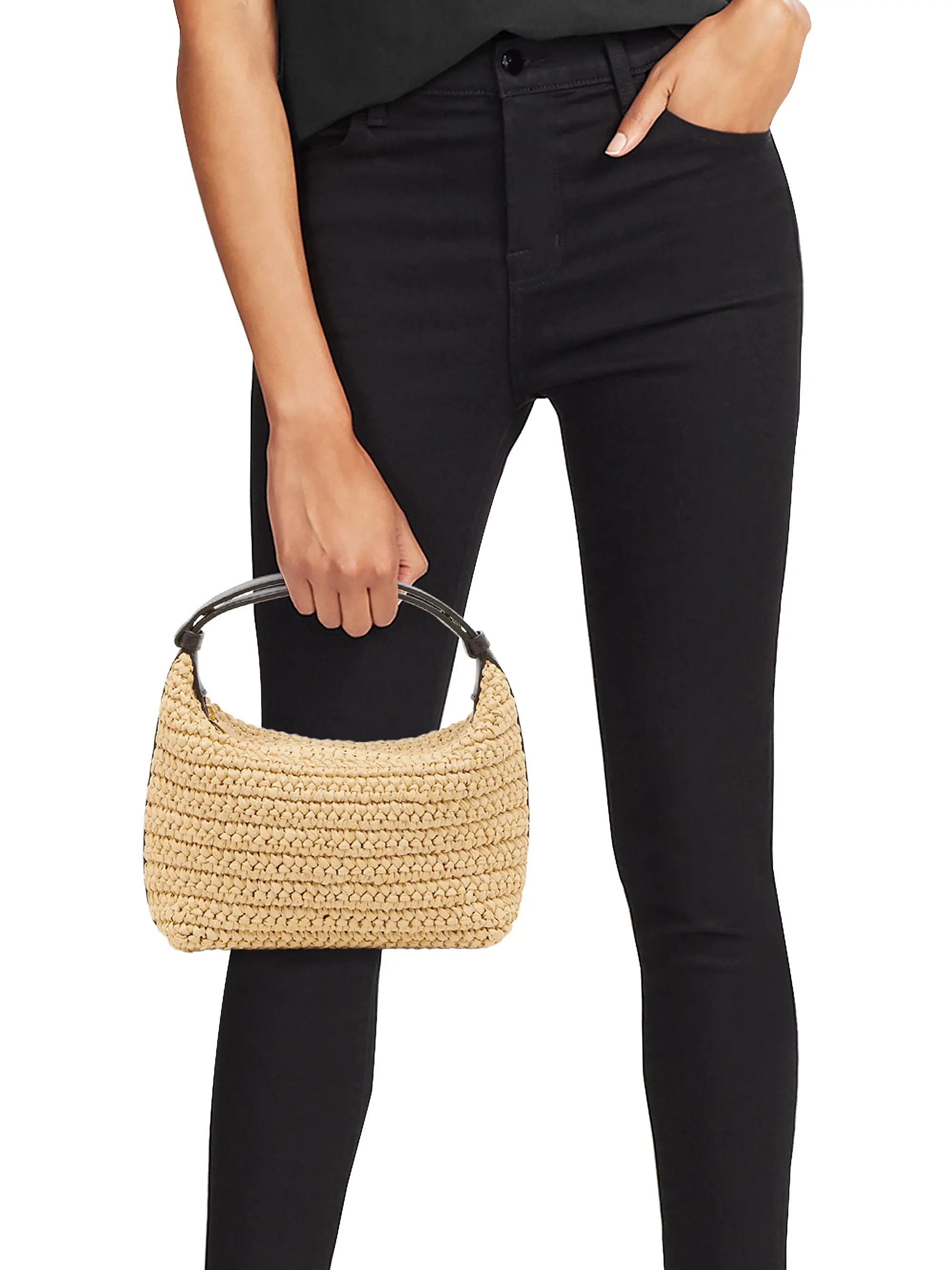 Bottega Veneta Mini Wallace Raffia Shoulder Bag