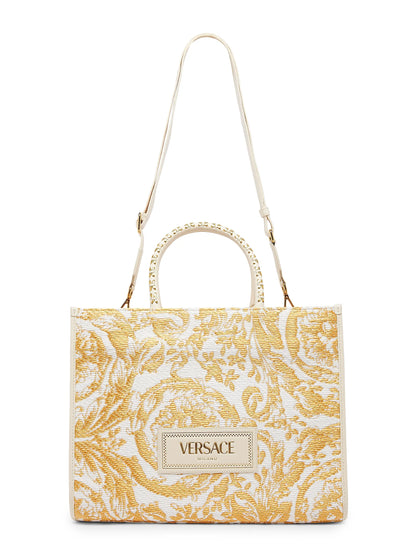 Versace Large Athena Jacquard Raffia Tote Bag