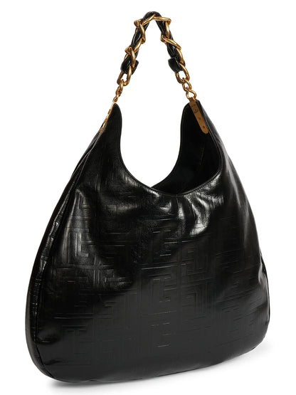 Balmain 1945 Soft Cabas Embossed Leather Hobo Bag