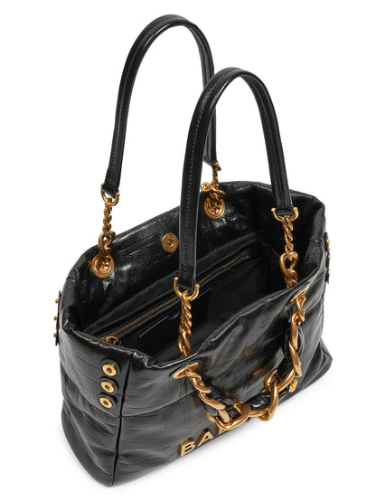 Balmain Soft Cabas Monogram Leather Tote Bag
