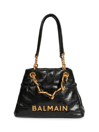 Balmain Soft Cabas Monogram Leather Tote Bag
