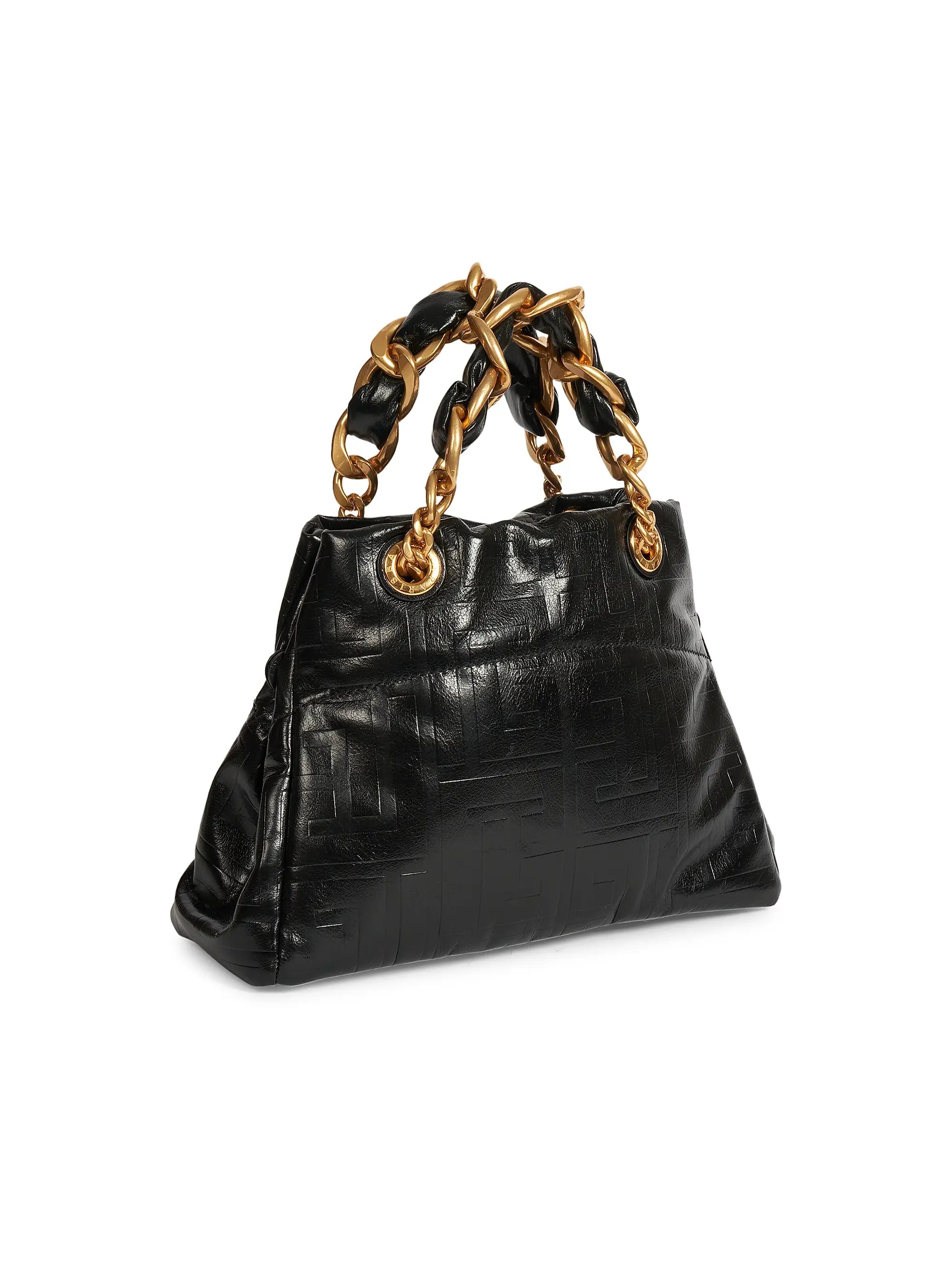 Balmain Soft Cabas Monogram Leather Tote Bag