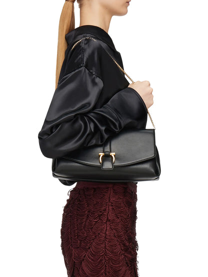 FERRAGAMO Medium New Line Leather Shoulder Bag