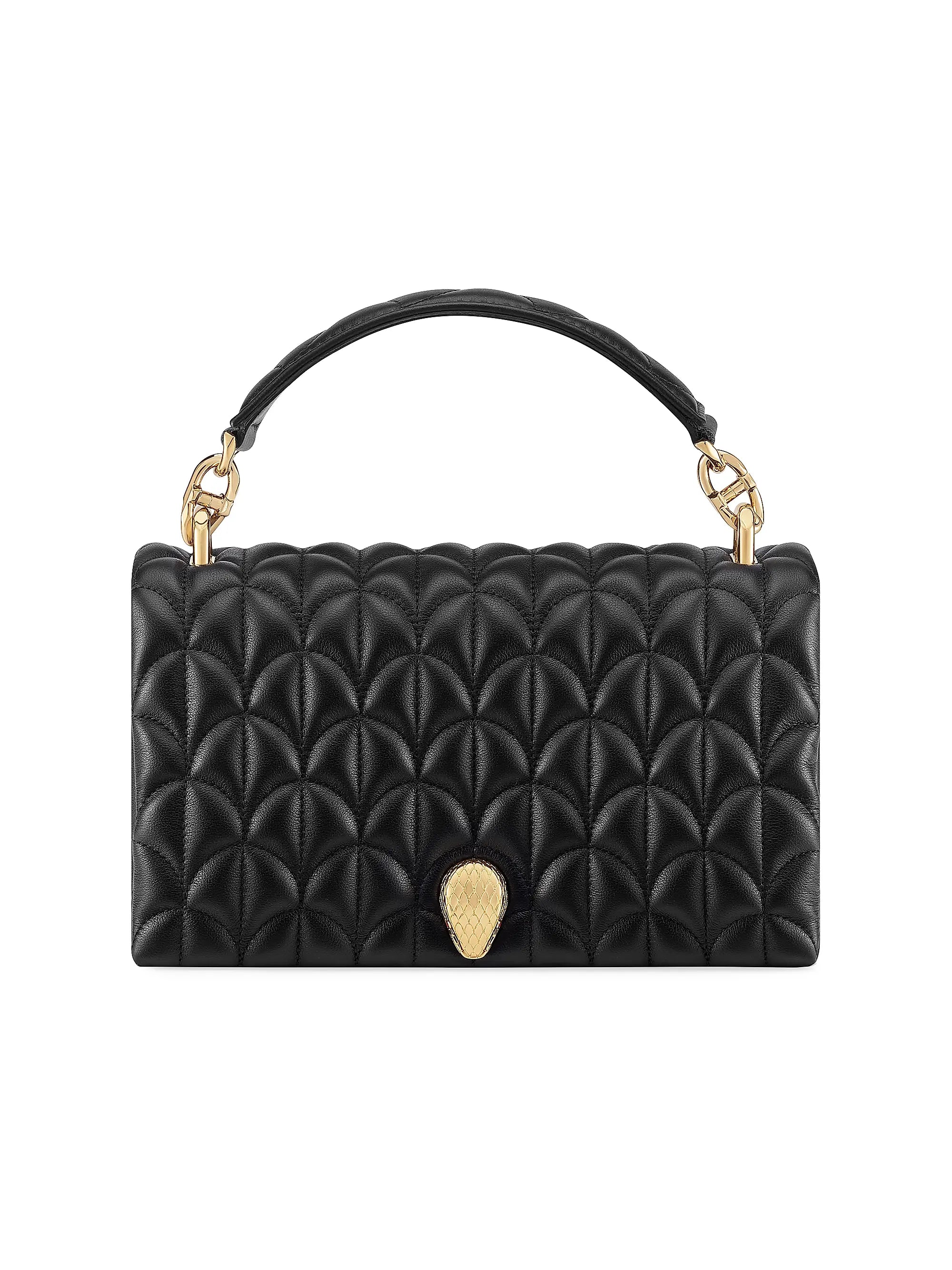 BVLGARI Serpenti Cabochon Matelassé Leather Top Handle Bag