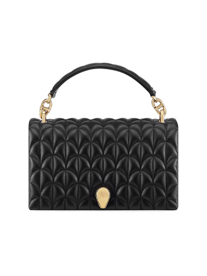 BVLGARI Serpenti Cabochon Matelassé Leather Top Handle Bag
