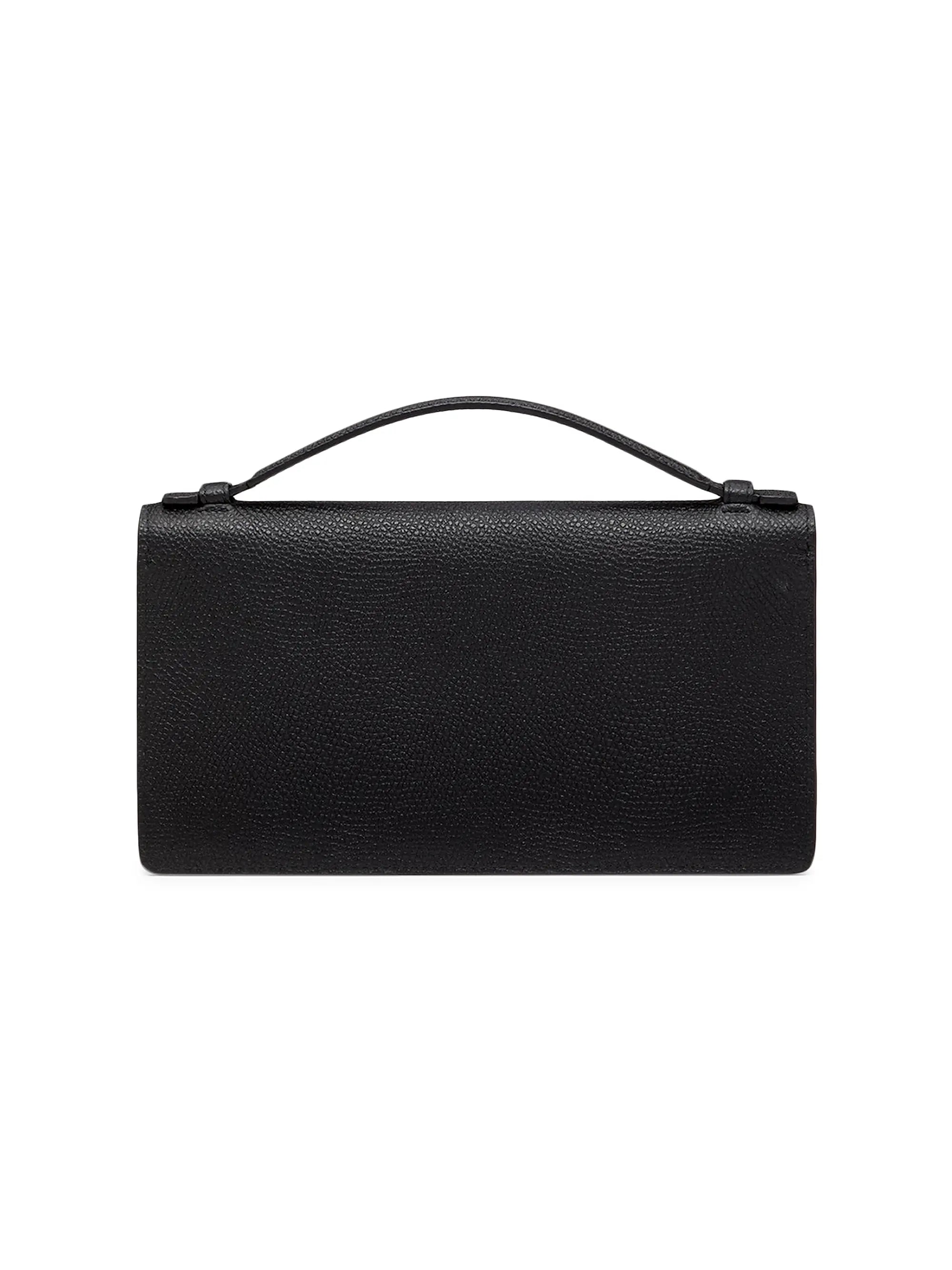 Valentino Garavani Vlogo Signature Grainy Calfskin Wallet with Chain