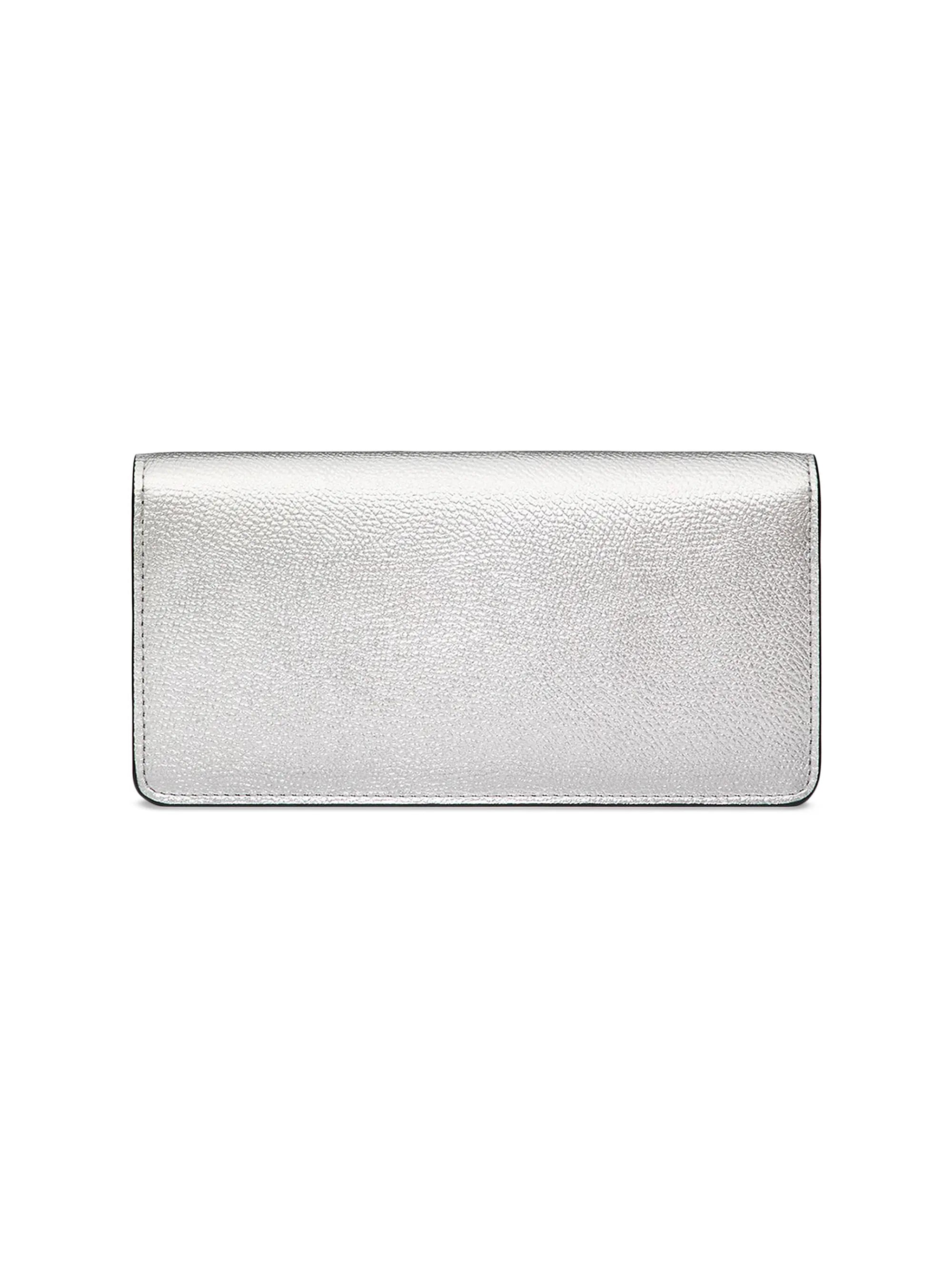 Valentino Garavani VLogo Signature Metallic Grainy Calfskin Wallet with Chain