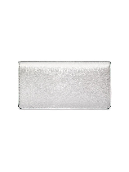 Valentino Garavani VLogo Signature Metallic Grainy Calfskin Wallet with Chain