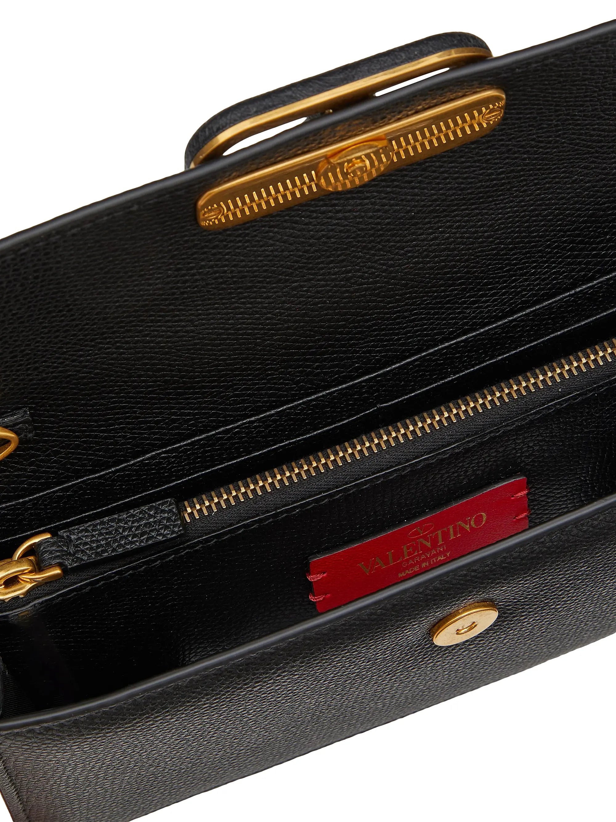 Valentino Garavani VLogo Signature Grainy Calfskin Wallet with Chain
