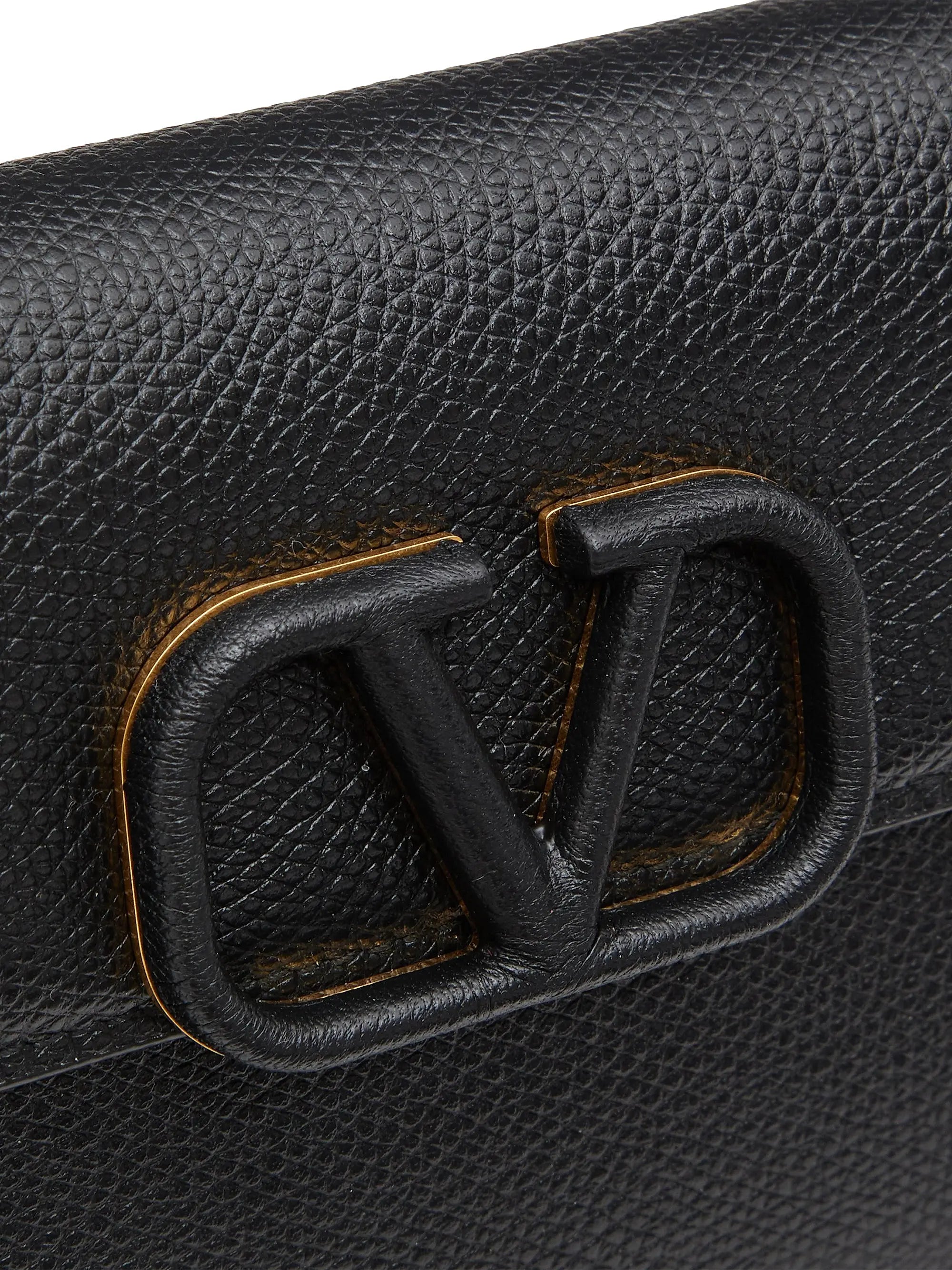Valentino Garavani VLogo Signature Grainy Calfskin Wallet with Chain