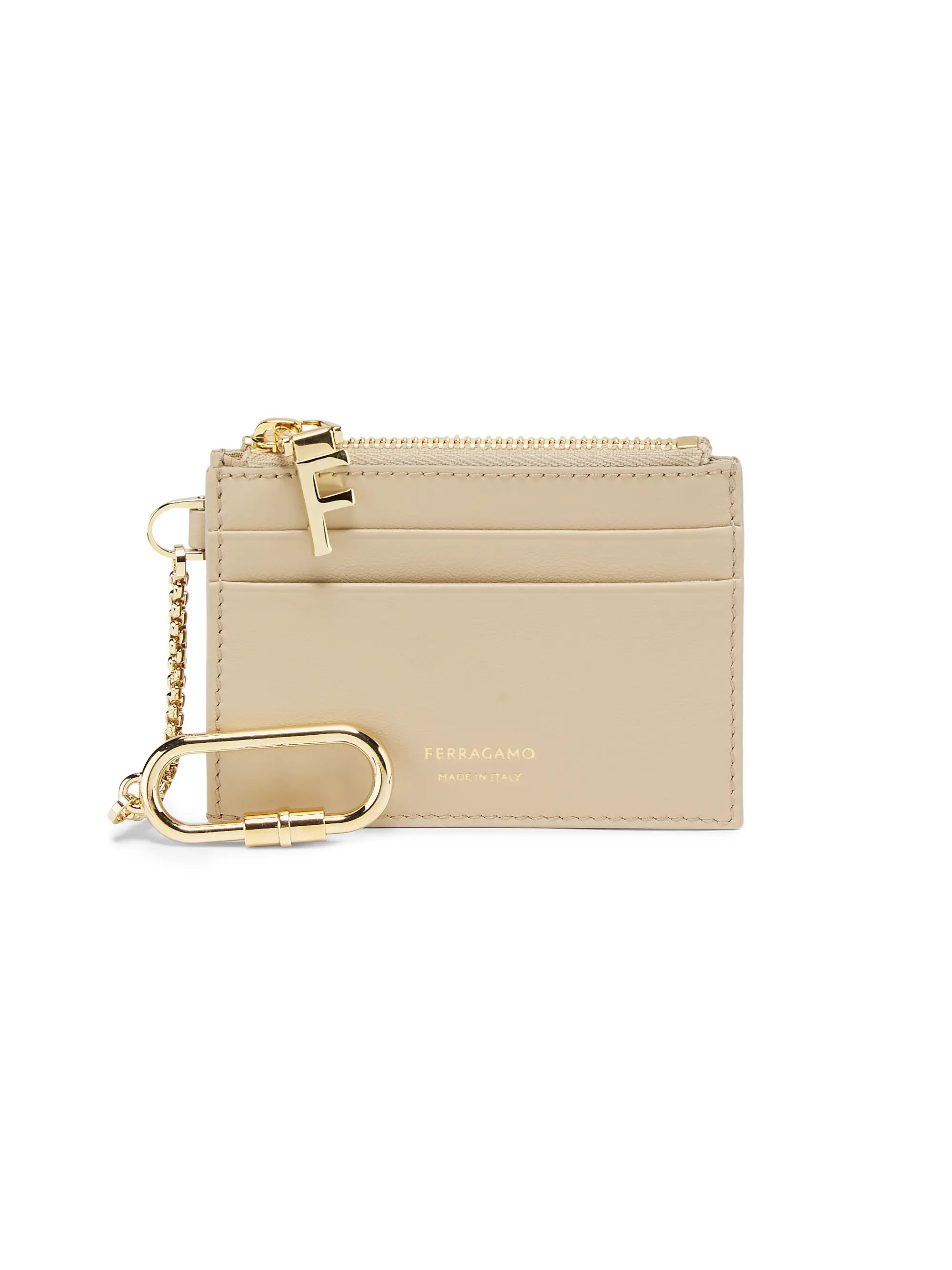 FERRAGAMO Zippered Leather Card Holder