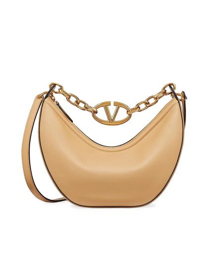 Valentino Garavani Small VLogo Moon Hobo Bag in Grainy Calfskin