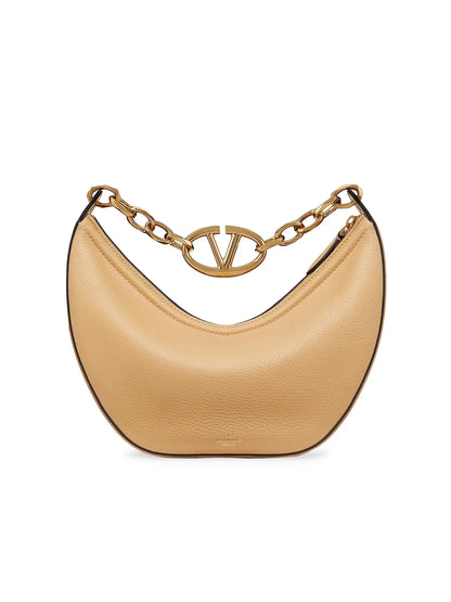Valentino Garavani Small VLogo Moon Hobo Bag in Grainy Calfskin