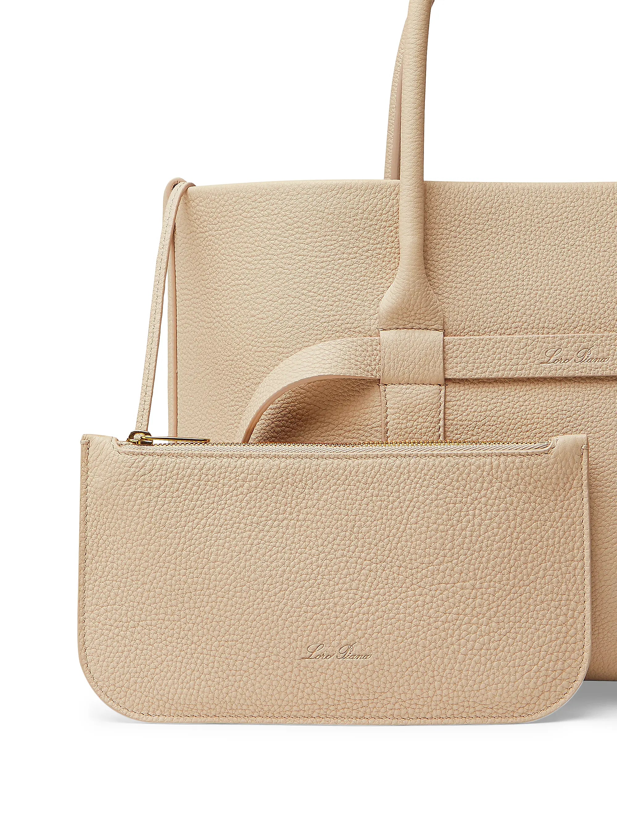 Loro Piana Small Ghiera Leather Shopper Tote Bag