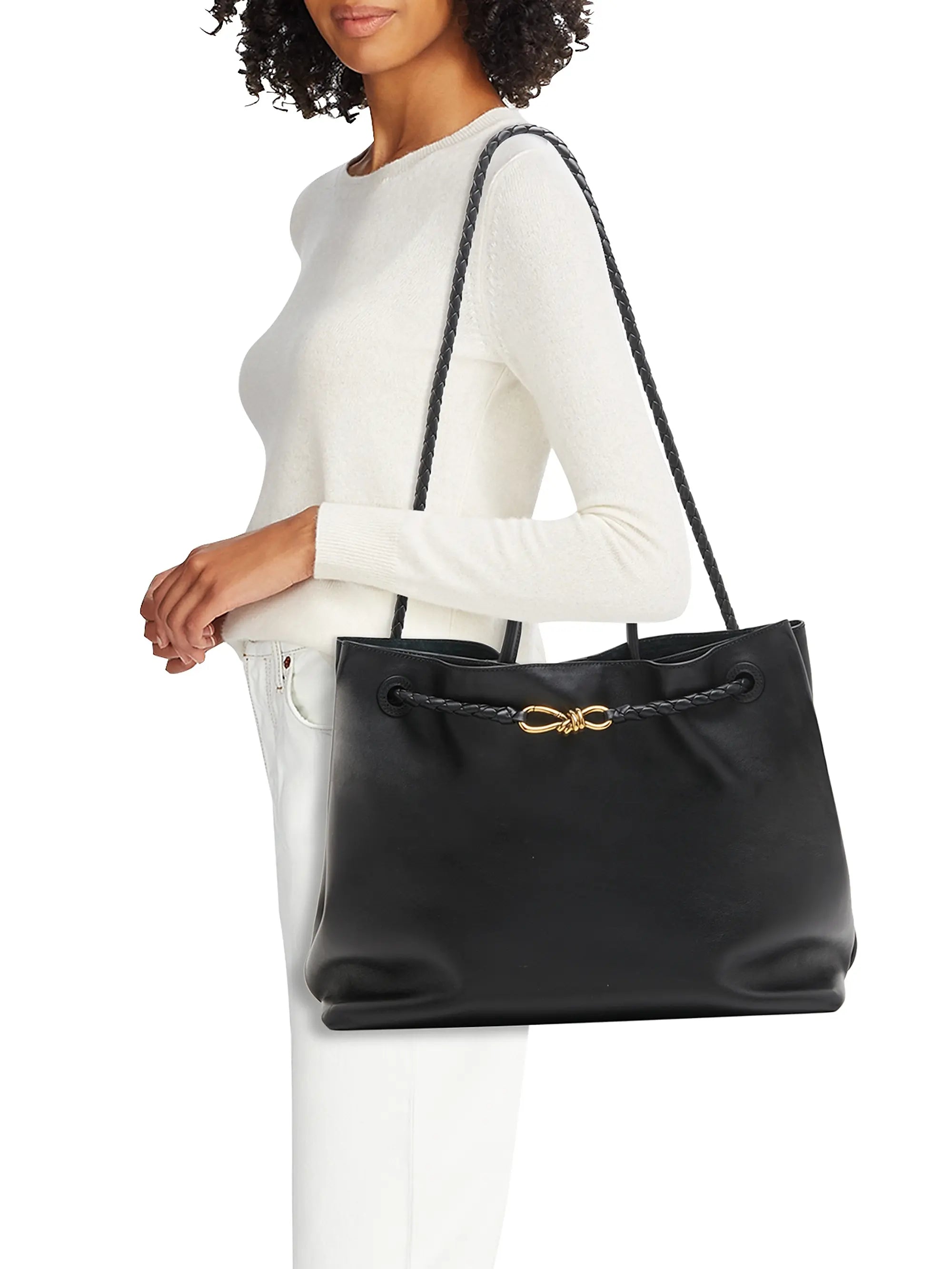 Bottega Veneta Large Andiamo Leather Top Handle Bag