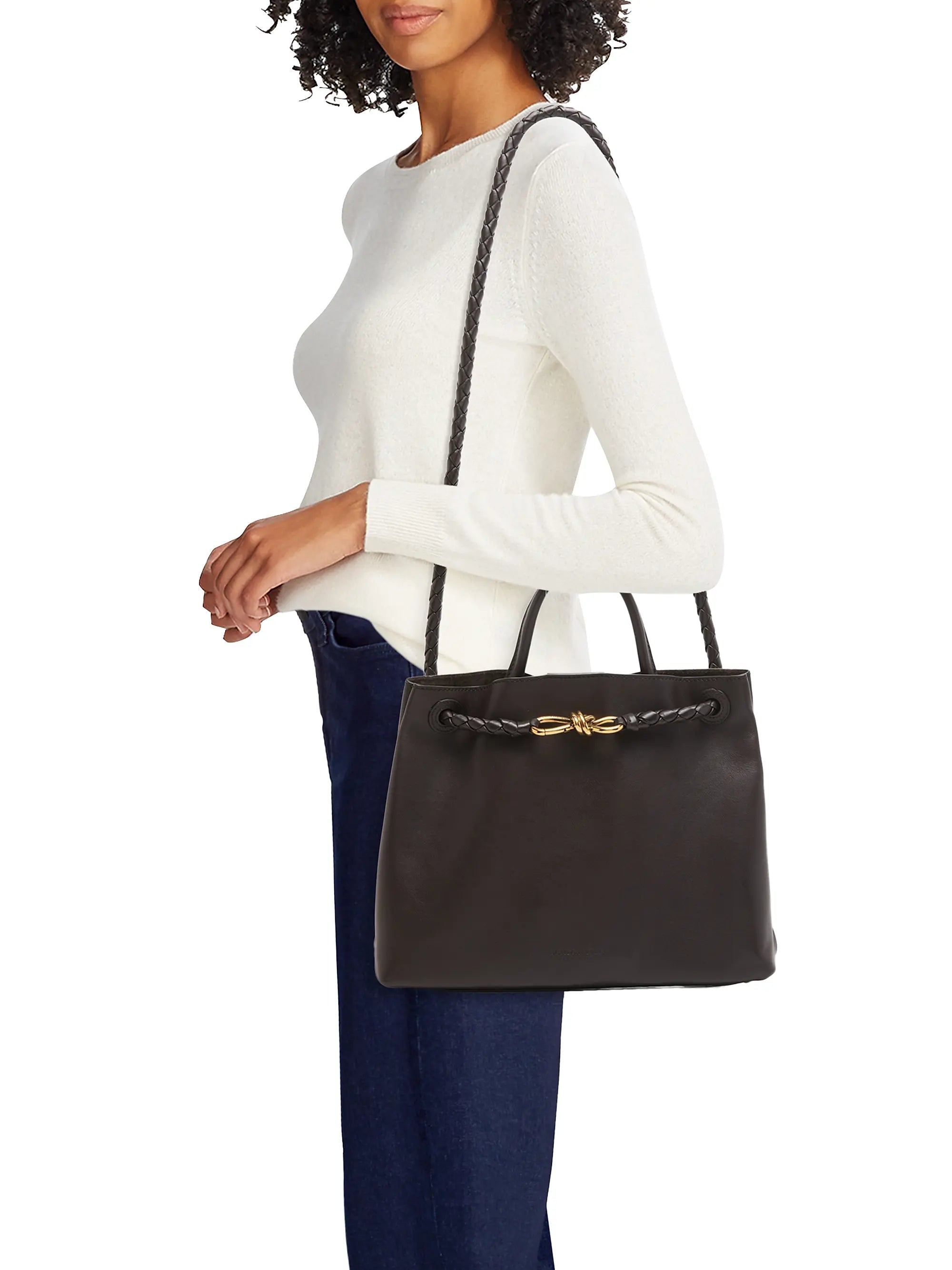 Bottega Veneta Medium Andiamo Leather Top Handle Bag