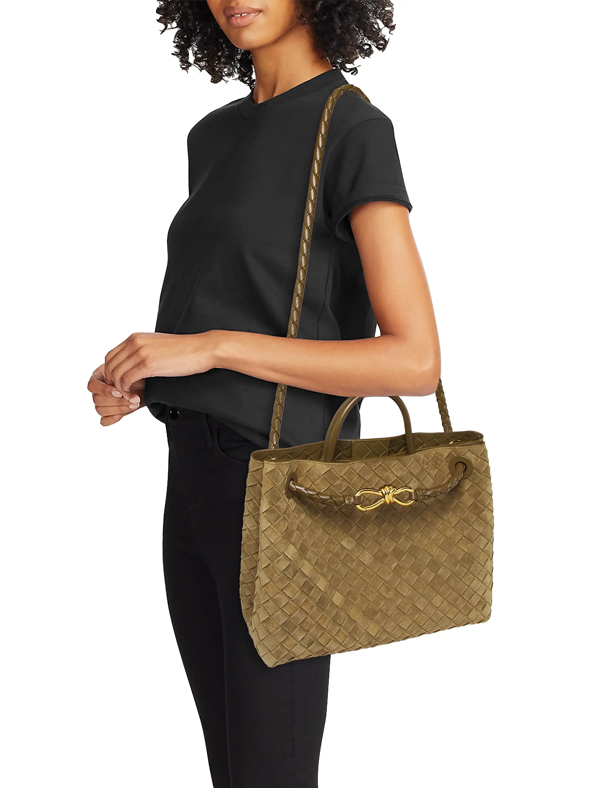 Bottega Veneta Andiamo Medium Suede Tote Bag