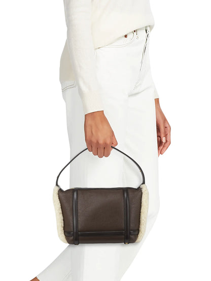 Bottega Veneta Wallace Shearling-Trimmed Leather Top Handle Bag