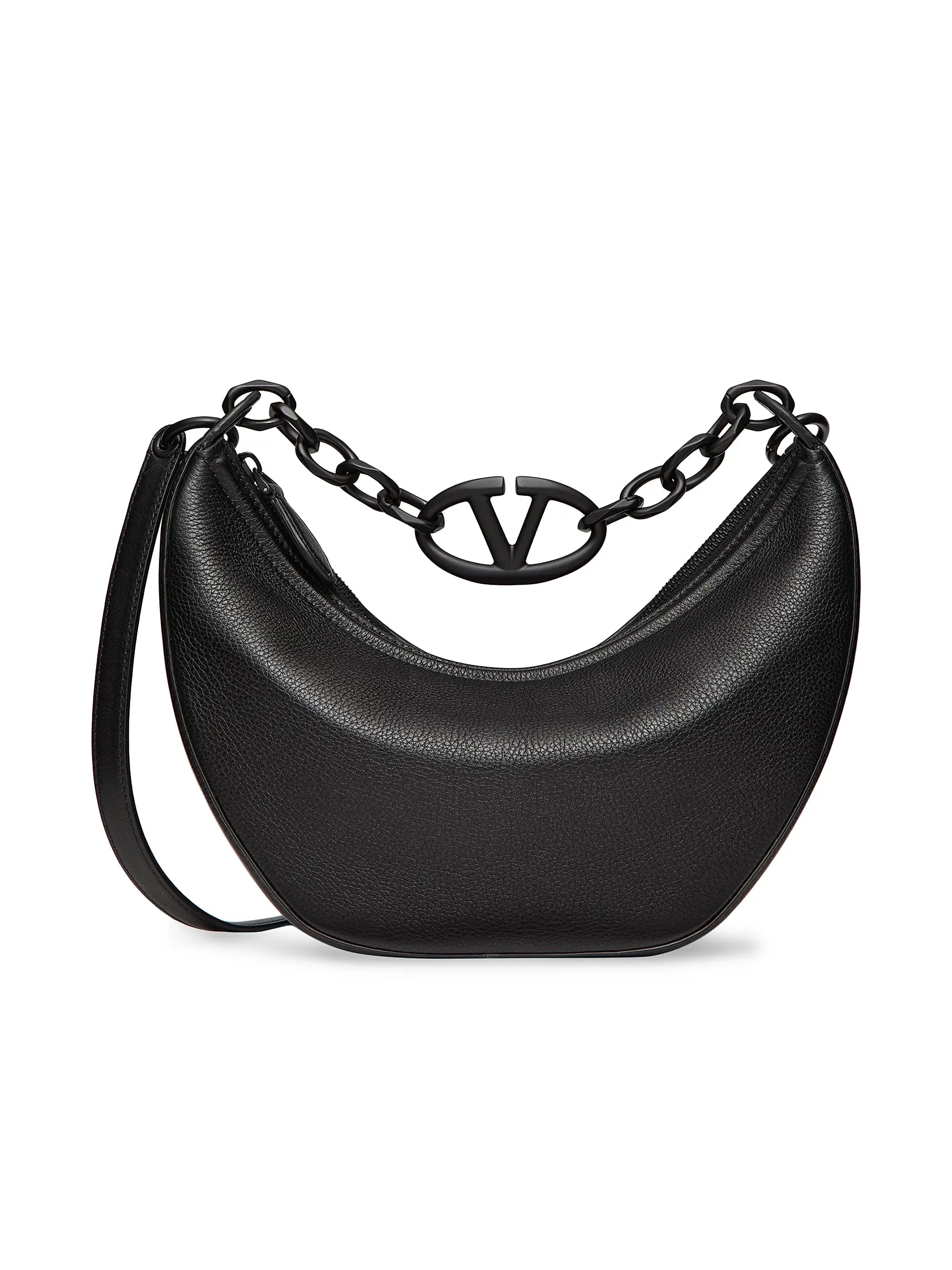 Valentino Garavani VLogo Moon Small Hobo Bag in Grainy Calfskin