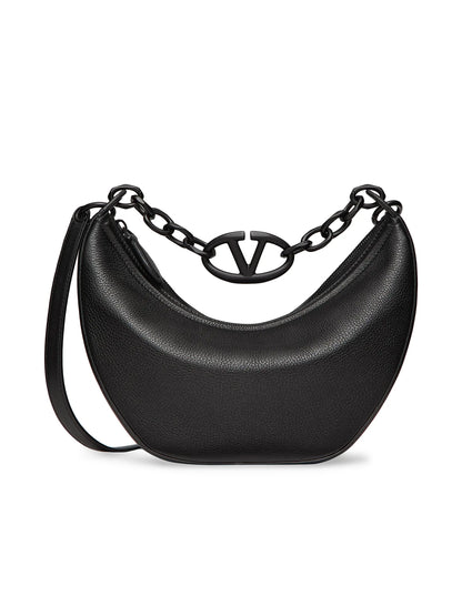Valentino Garavani VLogo Moon Small Hobo Bag in Grainy Calfskin