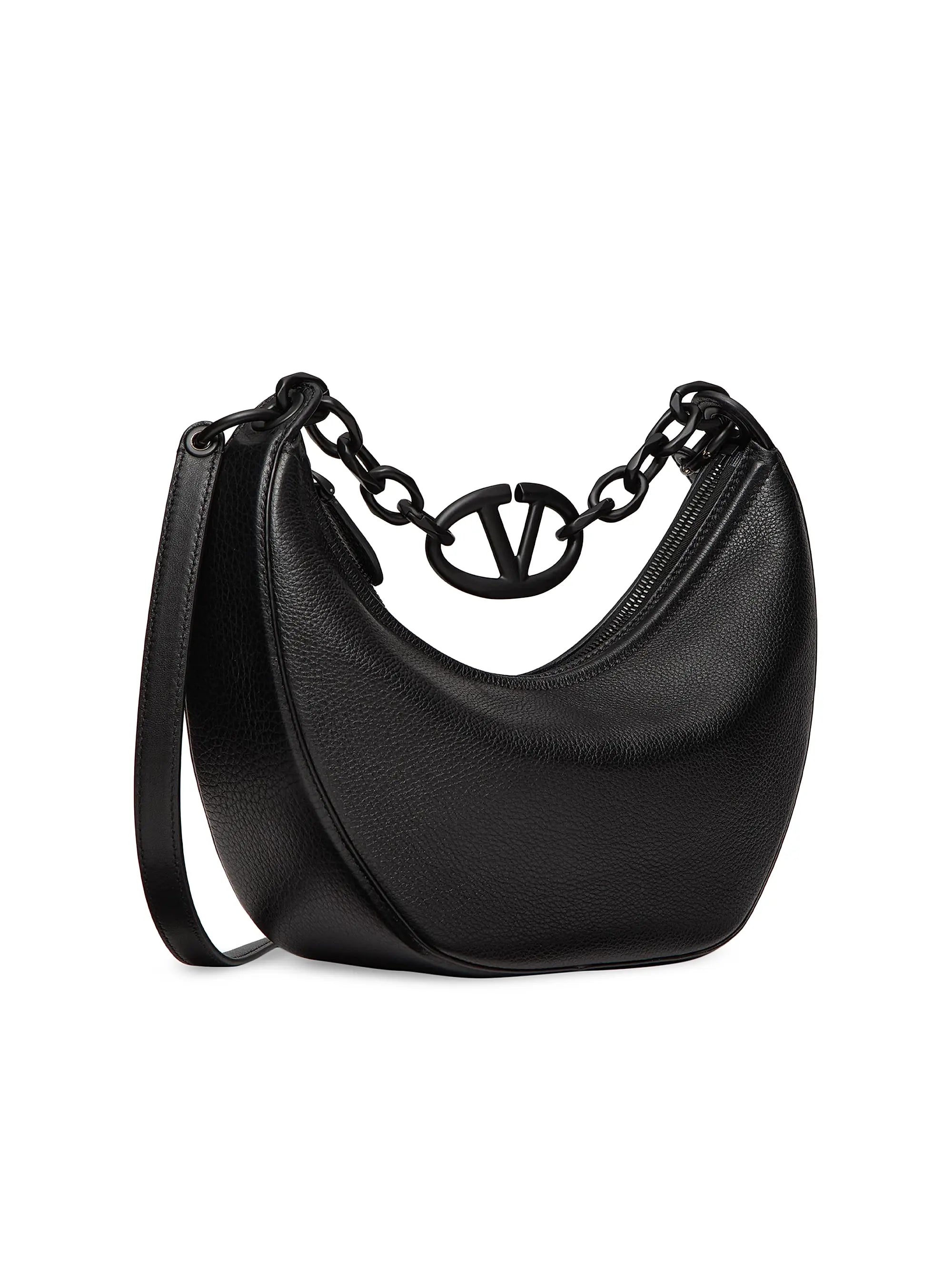 Valentino Garavani VLogo Moon Small Hobo Bag in Grainy Calfskin