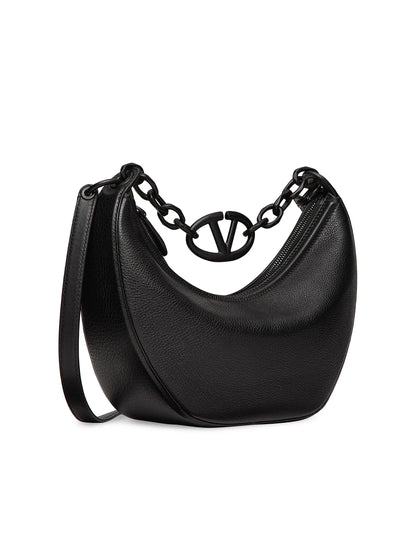 Valentino Garavani VLogo Moon Small Hobo Bag in Grainy Calfskin