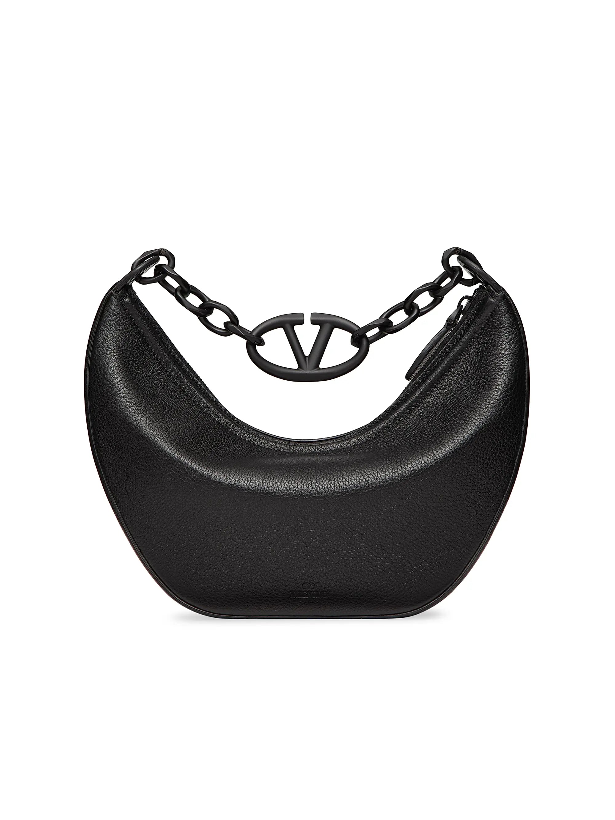 Valentino Garavani VLogo Moon Small Hobo Bag in Grainy Calfskin